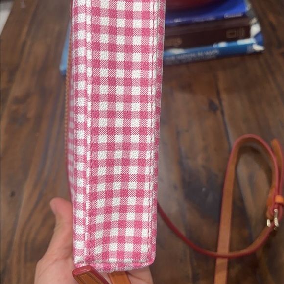 Dooney & Bourke Pink and Tan Gingham Crossbody Bag - Picture 7 of 8